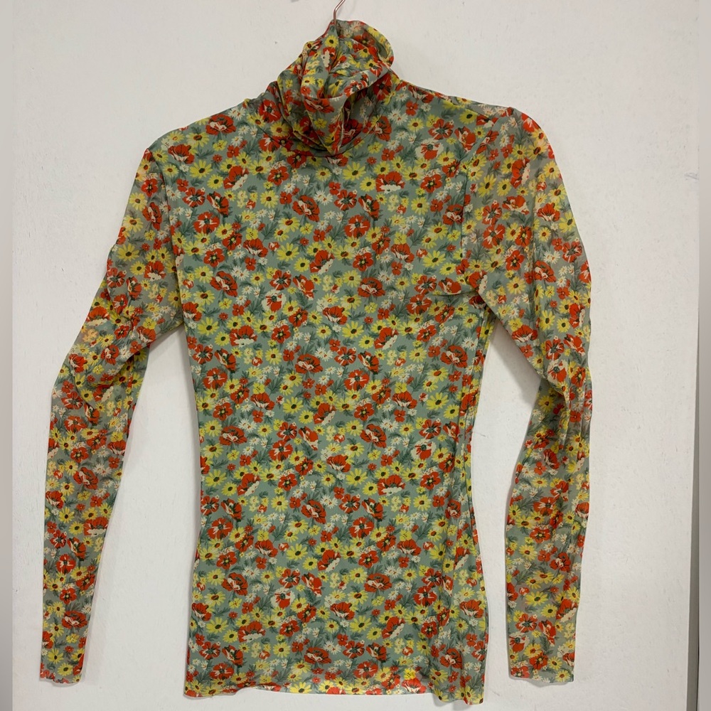 Ganni sheer floral turtleneck